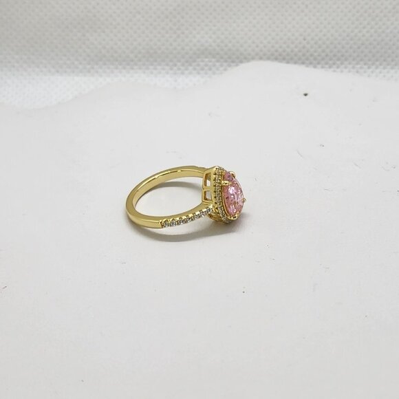 Brand New Sterling Silver 925 Pink Tear Drop Ring - Picture 3 of 5
